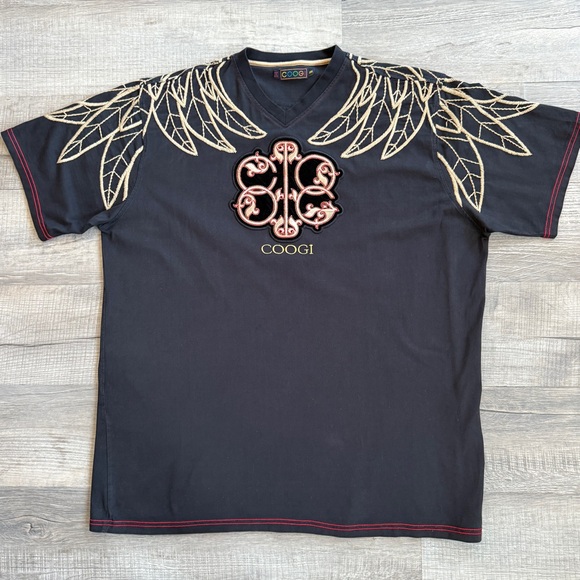 VINTAGE COOGI Black and Gold Short Sleeve Tee w Embroidered Design (size XXXL) - Picture 1 of 16